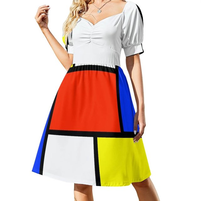 Mondrian Robe Style Artistique Combinaison d'Été pour Femmes Robe Longue d'Été pour Femmes Robes Élégantes en Solde