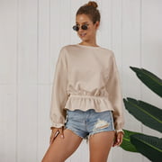 Women's Fashion Knitted Solid Color Sweater Long-Sleeved Upper Garment