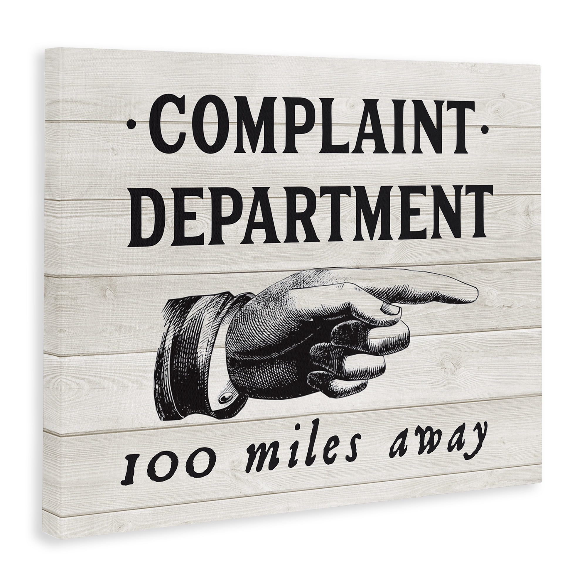 Stupell Industries Complaint Department 100 Miles Away Typography Painting Gallery Wrapped Canvas Art Print Wall Art, 30 x 24