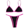 thumbnail image 2 of Womens Bikini Two Piece Swimsuit Halter Top with Shorts Bottom High Waisted Swimwear Solid Color Bathing Suit for Beach Vacation Pool Party, 2 of 7