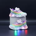 thumbnail image 6 of yboeqw Little Girls Hook and Loop Light‑Up Sneakers Rainbow Star Print LED Flashing Sole Lightweight Non‑Slip Casual Athletic Shoes for Little Girls, 6 of 7