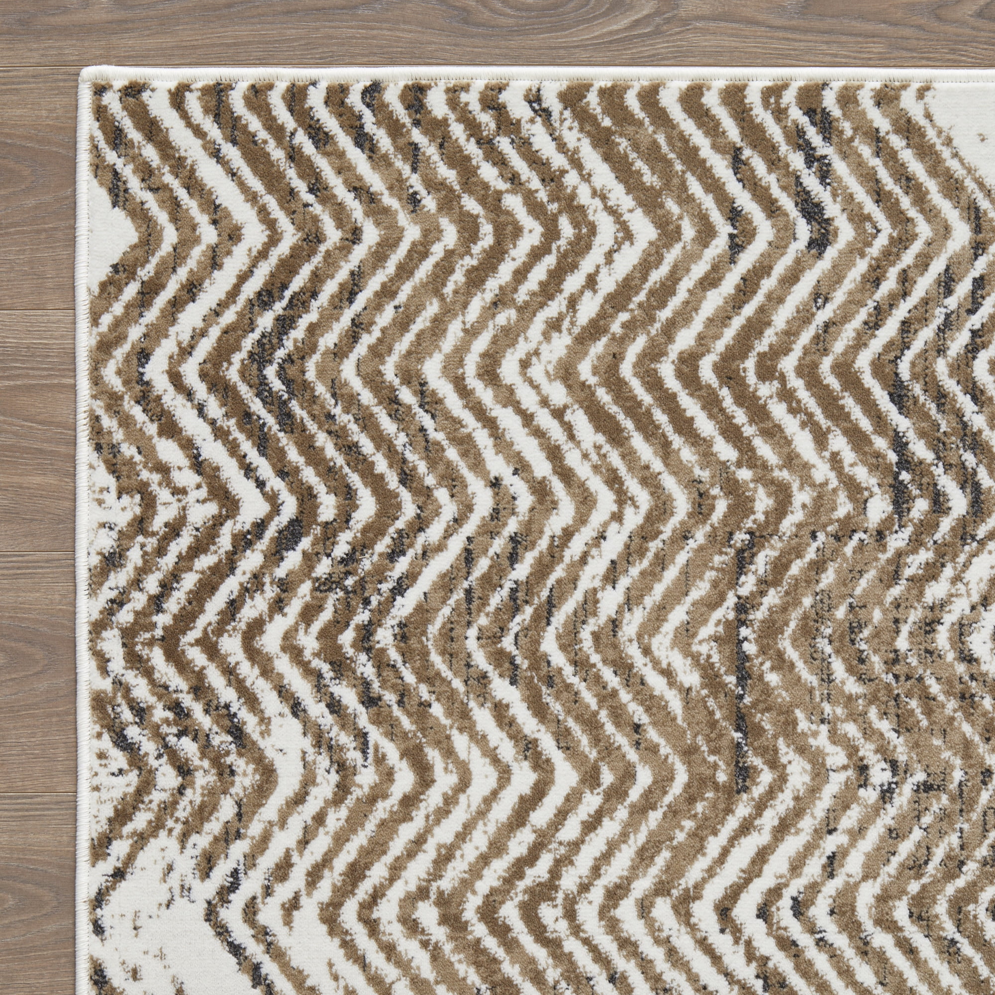 Loomaknoti Aysal Armelar 6' x 9' Beige Chevron Polypropylene Indoor Area Rug
