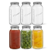 Regular-Mouth Mason Jars, with Airtight Lids, Labels and Measures - 8 oz [Set of 6] Airtight Glass Canning Jars