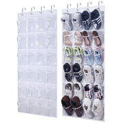 YIYI GUO Over the Door Hanging Shoe Organizer, 24 Large PVC Pockets Shoes Storage and Closet Organizer With 4 Unique Customized Strong Metal Hooks for Kitchen Accessory Holder - Space Saving Solution (1 pcs)