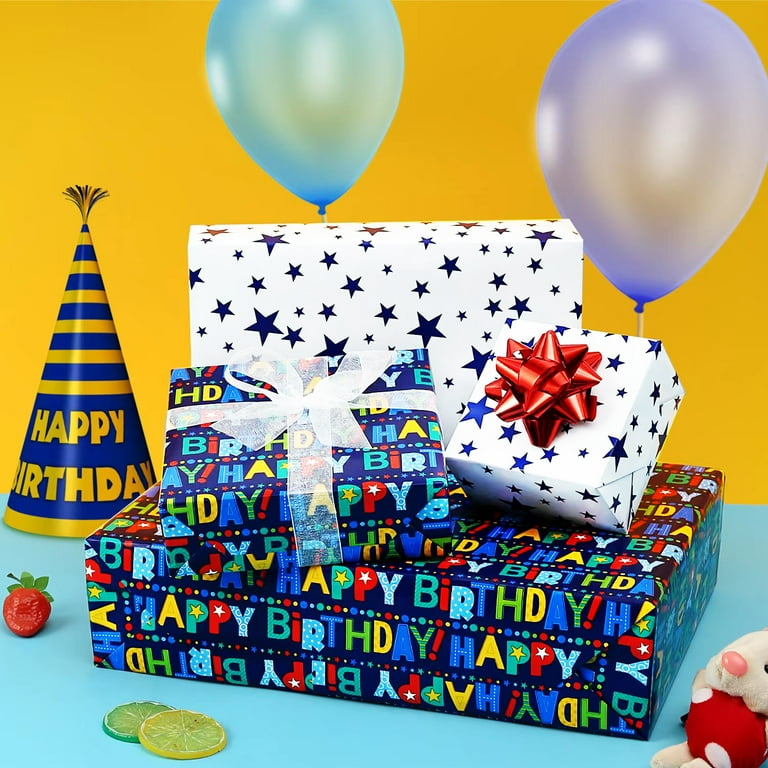 1st Birthday Wrapping Paper Roll, by the Meter Roll, Kids Wrapping Paper  UK, 1 Year Old Wrapping Paper, Birthday Boy Childrens Wrapping BLUE 