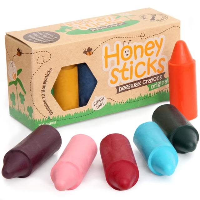 Crayons Honeysticks de cera de abejas 100% pura (paquete de 12), no tóxica