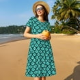 thumbnail image 4 of Defioc Aquamarine Glitter Pattern Womens Summer Dresses Short Sleeve Sundress 2025 Beach Vacation Dresses with Pockets -3X-Large, 4 of 6