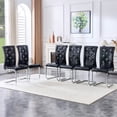 thumbnail image 5 of NEW Set of 2 Dining Chairs, Retro Alligator Texture with Crystal Buckle Design, Spray-Painted Metal Bow Legs, 5 of 10