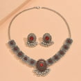 thumbnail image 3 of Vintage Austrian Crystal Kundan Necklace Earrings Jewelry Set for Women Bride Indian Traditional Bollywood Statement Choker Punk Pendent Necklaces Stud Tassel Dangling for Wedding Party Prom, 3 of 12