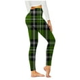 thumbnail image 3 of Kvture Women Stretch Yoga Leggings Plaid Print Running Gym Workout Leggings Elastic High Waisted Slim Fit Tights Buttery Soft Lightweight Legging Green XL, 3 of 7