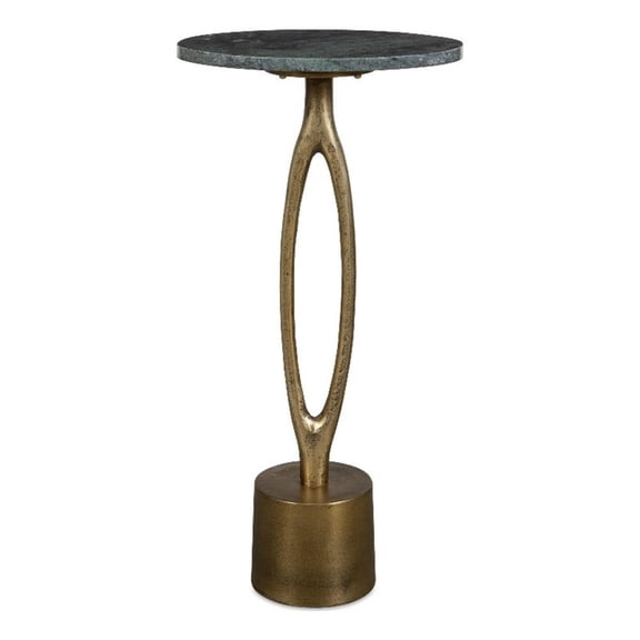 Bowery Hill Marble Emerald Green Oval Accent Table 24" x 12" x 8"