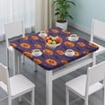 thumbnail image 3 of Halloween Pumpkins and Bats on Purple Square Fitted Tablecloth with Elastic Edge,Square Table Cover,Washable Elastic Table Cover for Home Kitchen Party Decor 36"x36", 3 of 6