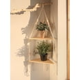 thumbnail image 3 of Wooden Corner Shelf Wall Decor Pot Storage Display Stand Macrame Floating Shelf Wall Organizer Boho Room Nordic Home Decoration, 3 of 9