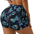 thumbnail image 2 of Sigee Blue Butterfly Print Women's High Waist Workout Shorts - Squat Proof, Tummy Control, Yoga and Gym Activewear-, 2 of 9