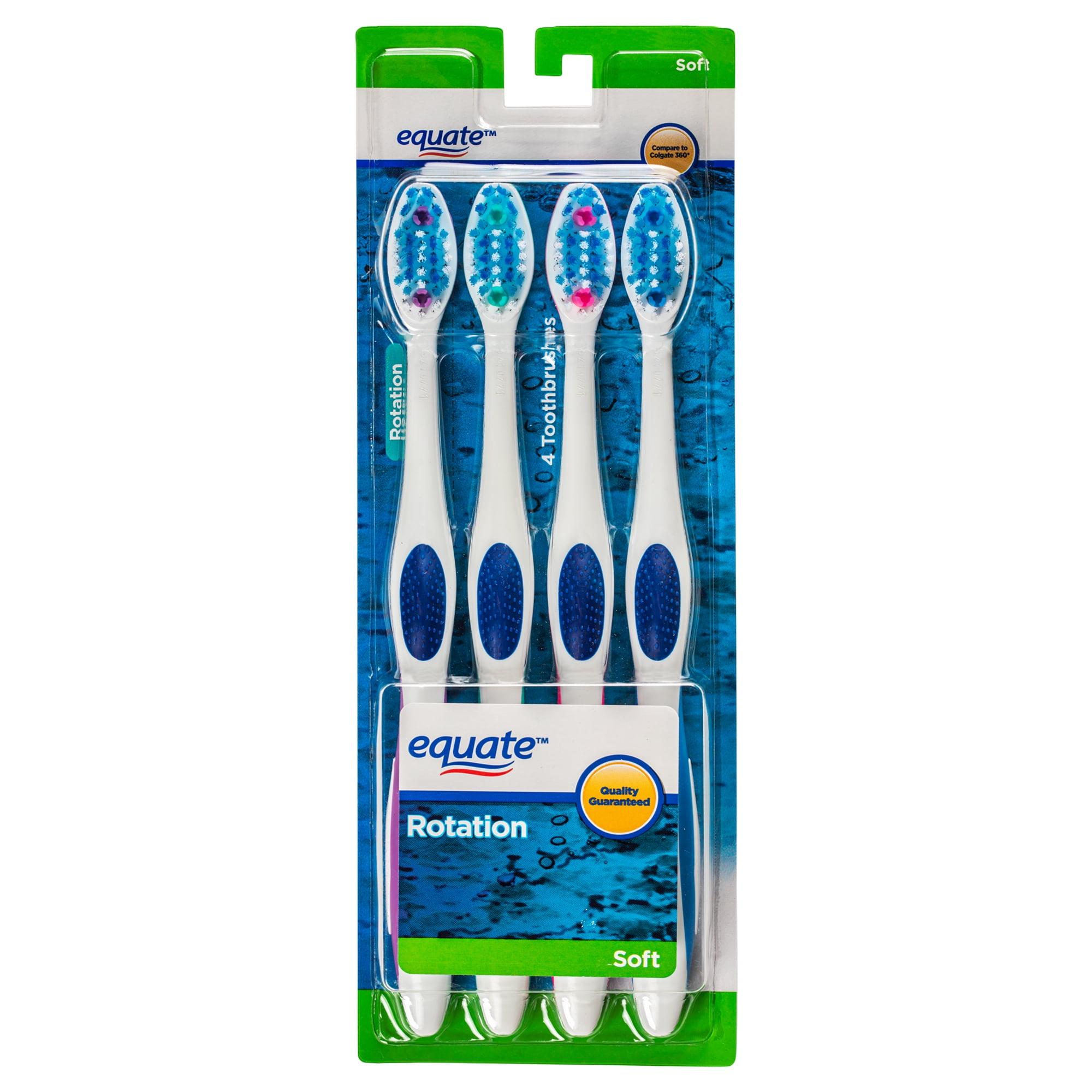 Equate Rotation Manual Toothbrush with Tongue and Cheek Cleaner and Multi Level Bristles, Soft