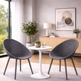 thumbnail image 6 of 2xhome Modern Perforated Egg-Shaped Dining Accent Chairs, Breathable Polka Dot Bowl Pod Pattern for Indoor or Outdoor Use, Grey, Set of 1, 1 piece, 6 of 10