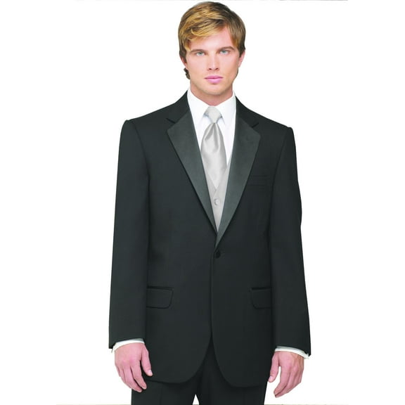 Neil Allyn 7-Piece Formal Tuxedo with Pleated Front Pants, Shirt, Platinum Vest, Tie & Cuff Links. Prom, Wedding, Cruise