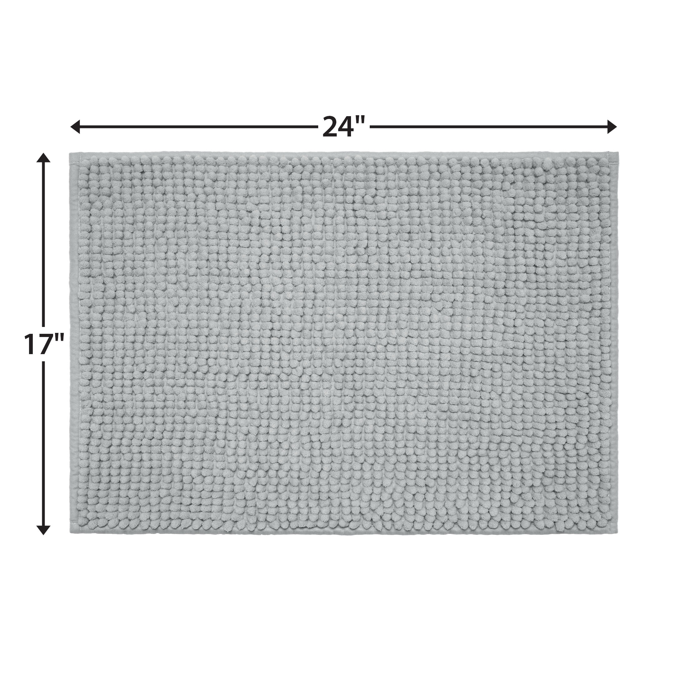 Mainstays Basic Polyester Chenille Noodle Bath Rug, Light School Grey, 17"x24", One Piece