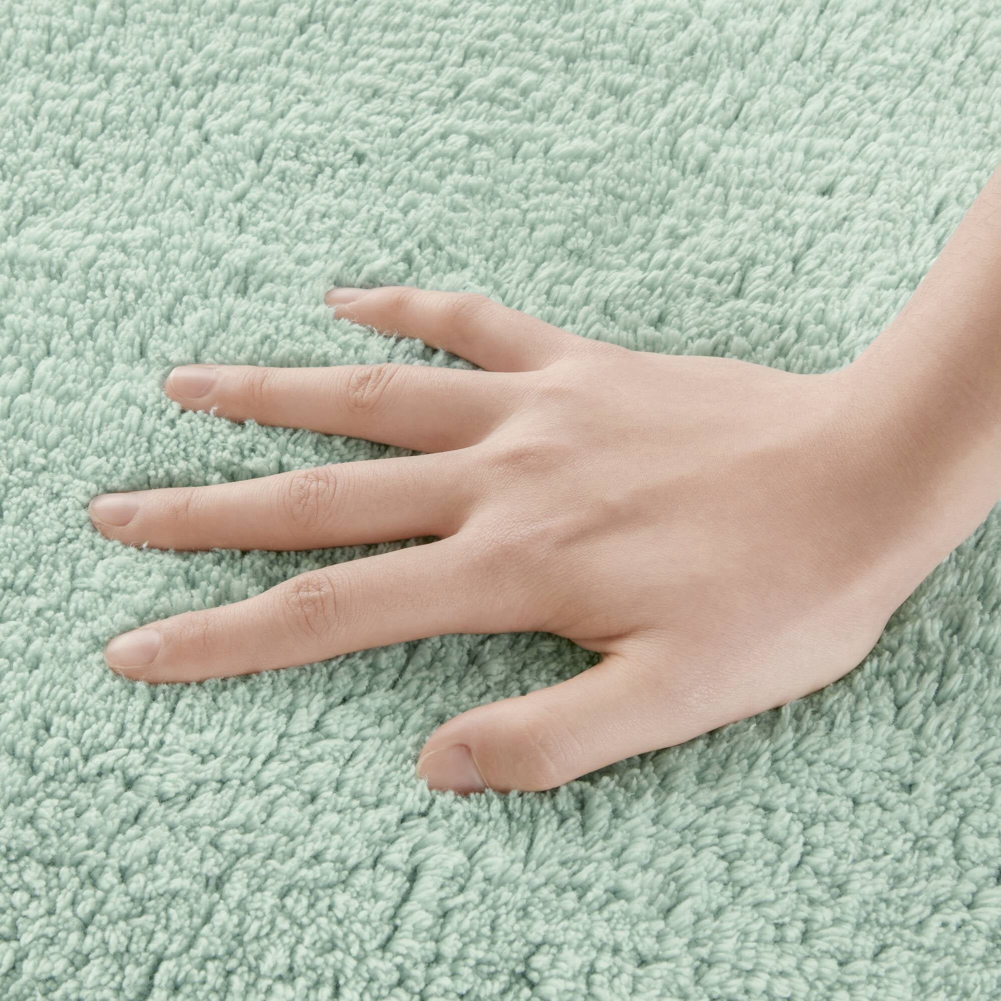 100% Cotton Tufted 3000 GSM Reversible Bath Rug 24x60" Green Ultra Plush Dense Machine Washable Long Bathroom Rug Runner