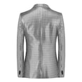 thumbnail image 4 of Men's Plaid Slim Fit Blazer Jacket, Lightweight One Button Casual Bussiness Sport Coat with Pocket, formal & Everyday Blazer for Men Silver, 4 of 5