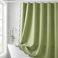 thumbnail image 6 of Unique Bargains Boho Wavy Trim Shower Curtain Sets with 12 Hooks Green 72"W x 72"L, 6 of 8