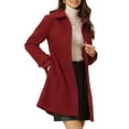 thumbnail image 4 of INSPIRE CHIC Manteau Long d'Hiver pour Femme à Col Peter Pan, à Simple Boutonnage, Rouge Uni, TP, 4 of 5