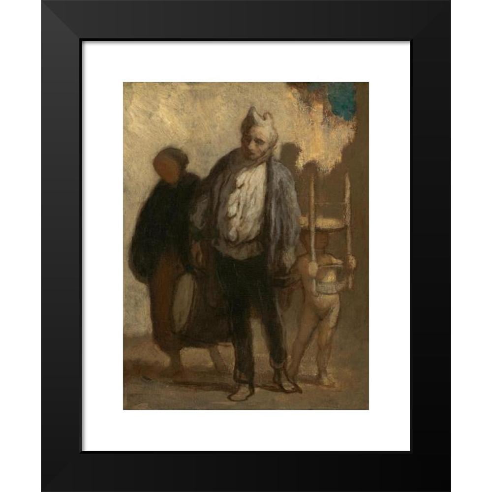 Honoré Daumier 14x18 Black Modern Framed Museum Art Print Titled - Wandering Acrobats (1847-1850)