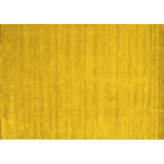 Ahgly Company Machine Washable Indoor Rectangle Solid Yellow Modern Area Rugs, 2' x 4'