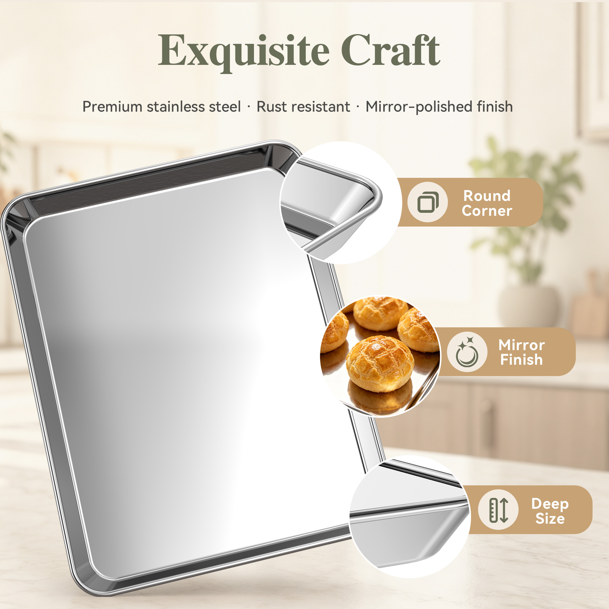 TINANA Stainless Steel Baking Sheet Pan Set (2-Pack) photo 7