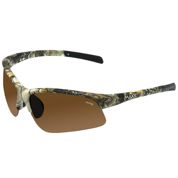 Maxx Domain Brown Polarized Lenses Leaf Camo Print Frame Sports Sunglasses