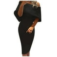 thumbnail image 2 of Floenr Sundresses for Women,Women Fashion Off Shoulder Sleeveless Solid Color Zipper Prom Knee-Length Dress, 2 of 6