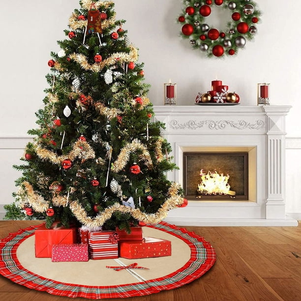 100cm/39.37inches Christmas Tree Skirt Round Merry Xmas Decor Rugs For Living Room Bedroom Carpet Printing Mats Christmas Tree Skirt Mat