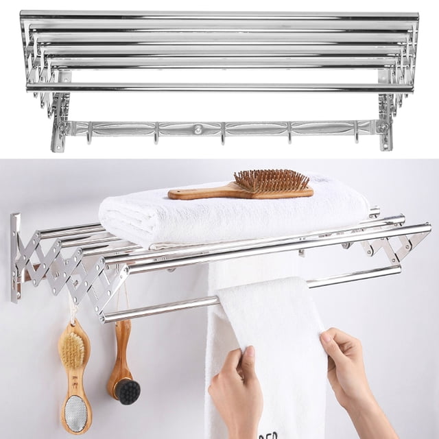 Toallero Jadeshay retráctil de acero inoxidable plegable organizador de toallas durabilidad probada en el tiempo