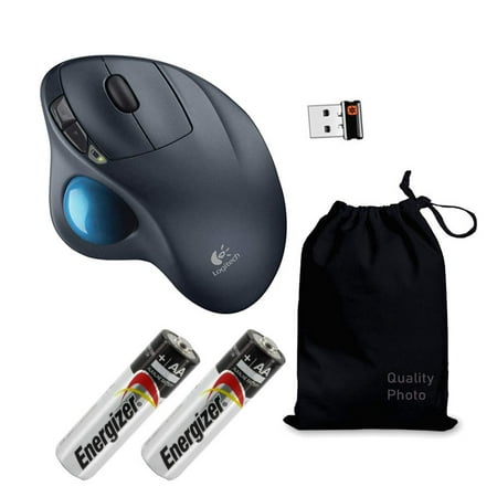 Logitech M570 Wireless Trackball with A Ultra Soft Travel Sack For Logitech M570 Wireless Mouse + 2 Energizer AA