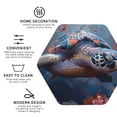 thumbnail image 3 of Lsque Underwater Lazy Turtle Pattern 4" Drink Coasters Set of 4, PVC Leather Absorbent Coasters, Table Coaster Set Decorative Coffee Cup Coasters Housewarming Gift -Hexagon, 3 of 6