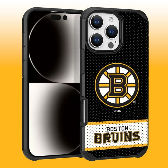 Apple iPhone 16 Pro Max (6.9) - NHL Licensed Boston Bruins Team Logo on Jersey Textured Dual Layer Case