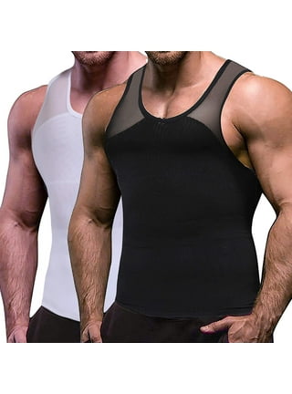 Pop Closets Compression Shirt for Men Slimming Undershirt Body Shaper Tank  Top for Gynomastica Sleeveless Shapewear Vest for Gym Fitness Outdoor 