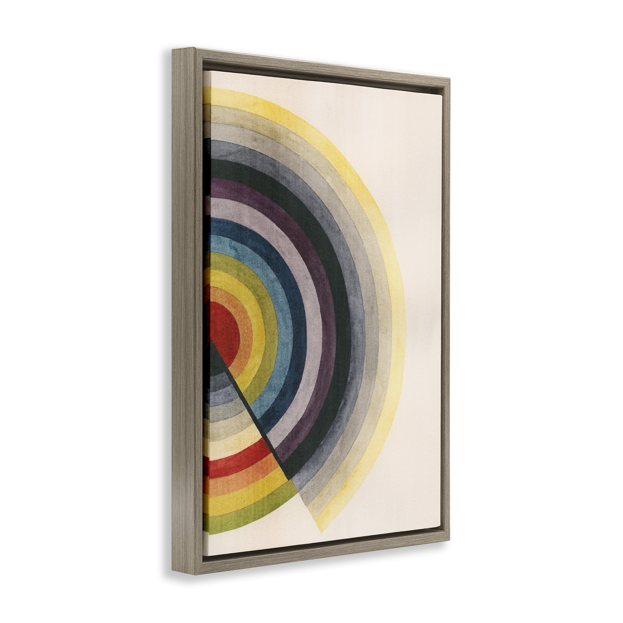 Stupell Industries Round Centric Pattern Abstract Painting Brown Floater Framed Canvas Art Print Wall Art, 21 x 31