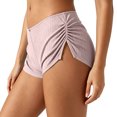 thumbnail image 5 of AHTJRT Micro Mini Pajama Shorts for Women Cute Low Rise Striped Knit Side Slit Ruched Lounge Shorts Summer Pjs Bottoms Pink M, 5 of 6