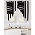 thumbnail image 2 of Thin Grey White Line Swag Valances for Windows, American Flag Star Rod Pocket Sheer Valances for Large Windows, Swag Toppers Light Filtering for Kitchen Living Room 2 Panels 36''x63'', 2 of 6