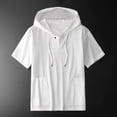 thumbnail image 2 of Posijego Big & Tall Hoodie for Men Summer Short Sleeve Hooded Tops Lightweight Athletic Pullover T-Shirts with Pockets, 2 of 5
