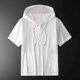 thumbnail image 2 of Hombres Pantalones Cortos Color Sólido Manga Corta Blusas Botón Cuello en V con Capucha Bolsillo Casual Top de Moda para Hombres, 2 of 5