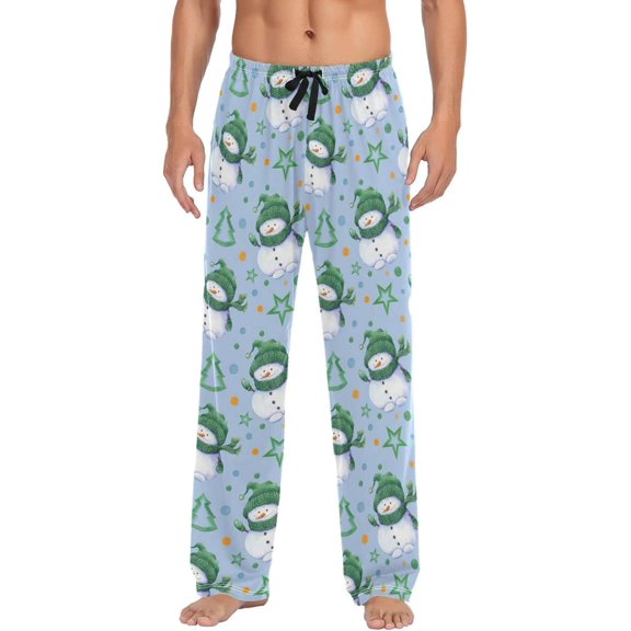 GZHJMY Christmas Snowman Pajama Pants for Men, Lounge Pants Lightweight Men Pajama Bottoms with Drawstring Pockets, Christmas New Year Birthday Gifts, Large