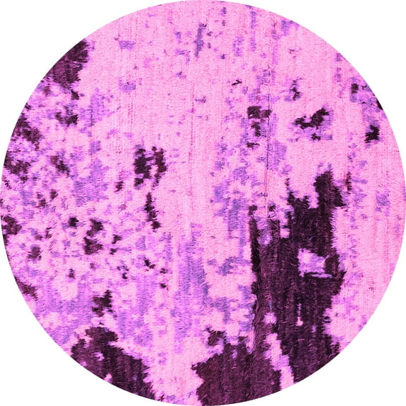 Ahgly Company Indoor Round Abstract Pink Modern Area Rugs, 8' Round