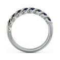 thumbnail image 3 of 0.60 Ct Wonderful Round Cut Real Diamond Blue Sapphire Half Eternity Band for Ladies 14K White Gold Size 7.5, 3 of 7