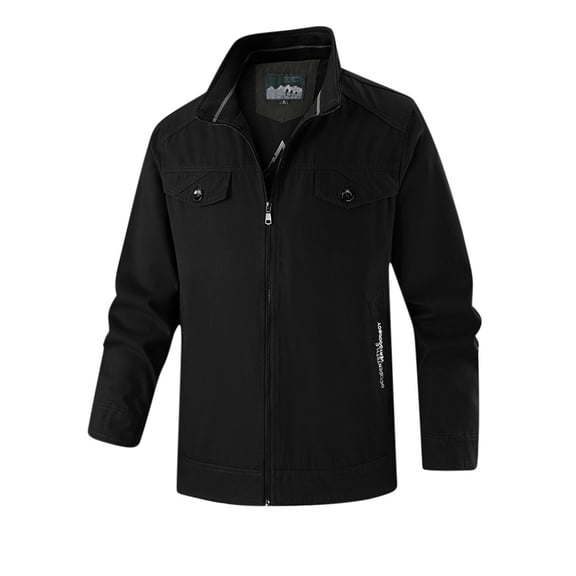 Maoxin Men's Jacket Men's Casual Loose Fitting Workwear Long Sleeved Hooded Jacket Black XL