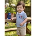 thumbnail image 5 of BemeyourBBs Toddler Baby Boys 4th of July Shirt Fourth of July Outfit Baby Boy Patriot Independence Day Clothes Collared Waffled Stripe Bird American Flag Embroidery Short Sleeve Summer Tee Shirt Top, 5 of 9