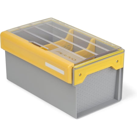 Premium Plastic Tackle Utility Box Clear and Yellow Rust-Resistant Waterproof Storage Organizer with Vented Dividers