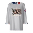 thumbnail image 6 of Youpwaven America 250th Anniversary Women's 3/4 Sleeve Top, USA 250 Years Patriotic Graphic Shirt, 4th of July Waving Flag Crew Neck Tee with Contrast Trim, 6 of 7