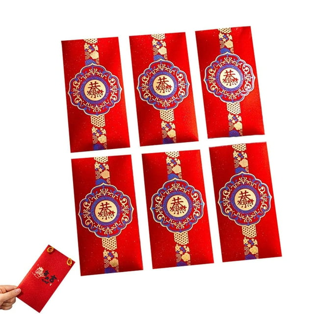6 Pcs Enveloppes Rouges du Nouvel An Chinois 2026, Paquets Angpao Hongbao pour le Nouvel An Lunaire, Enveloppes Cadeaux d'Argent Année du Dragon, Fournitures Festives Traditionnelles